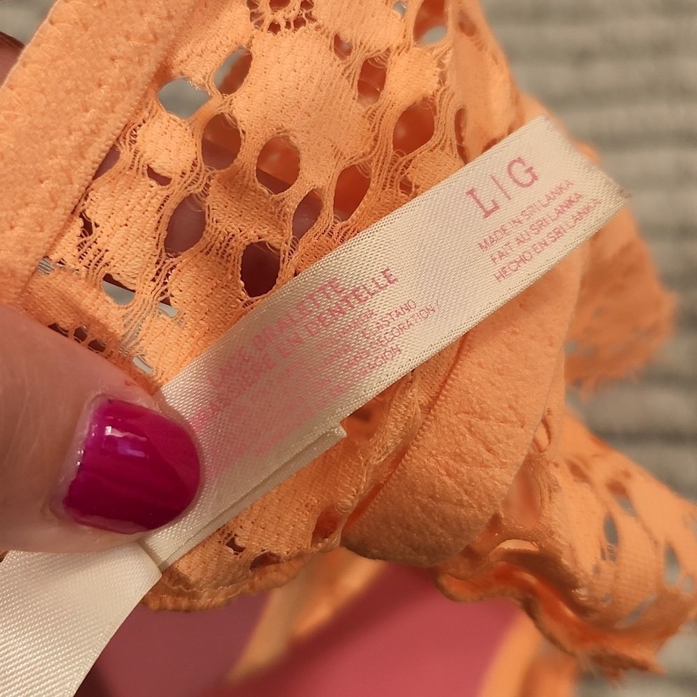 Florescent orange Victorias secret PINK lace bralet size L. - Picture 5 of 7